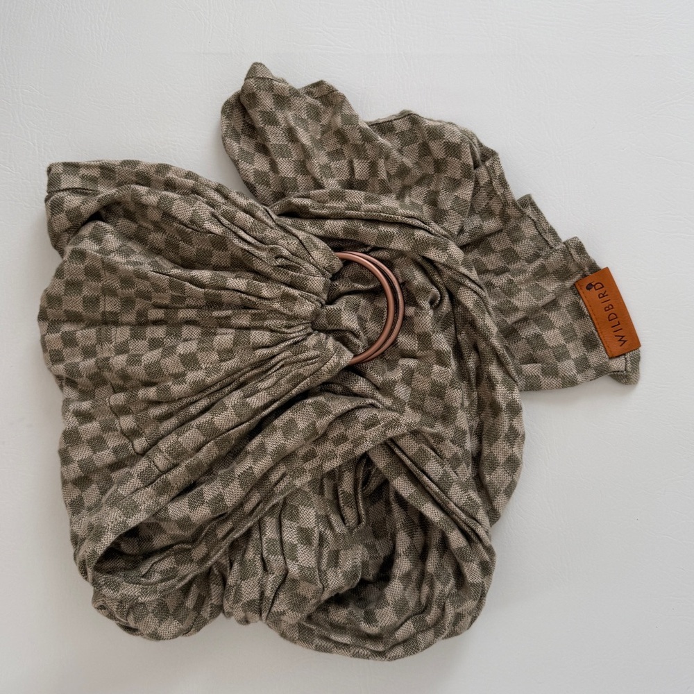 Wildbird ring sling, green checkered linen